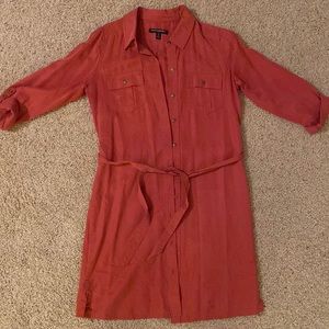 Burnt Orange Banana Republic button down shirt dress